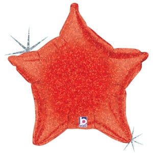 21" Red Holographic foil balloon star 1ct