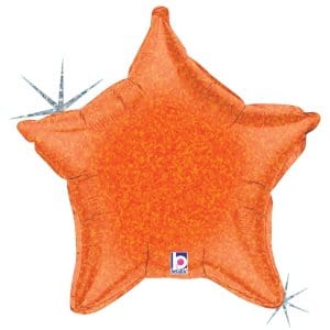 21" Orange Holographic foil balloon star 1ct