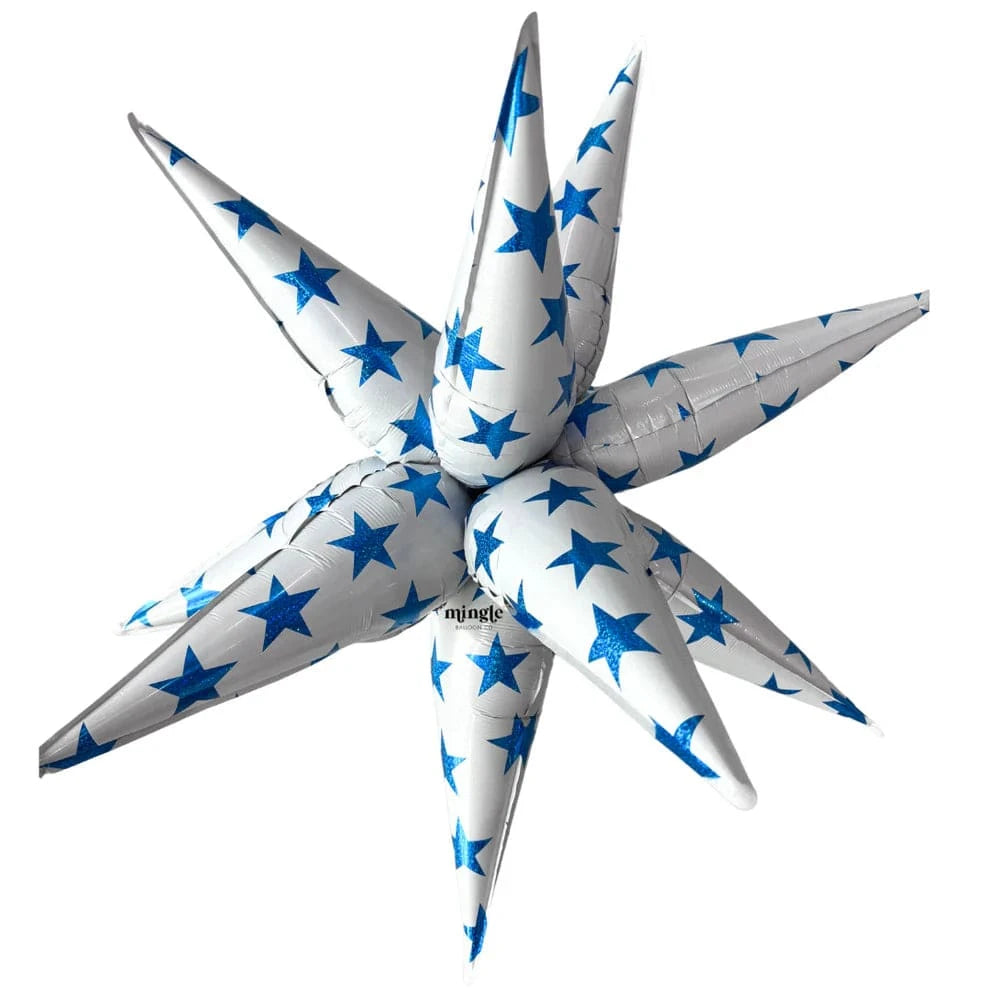 32" Blue Sparkle Starburst Foil Balloon 1ct