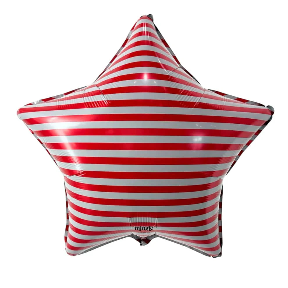 18" Red Stripe Star Foil Balloon 1ct