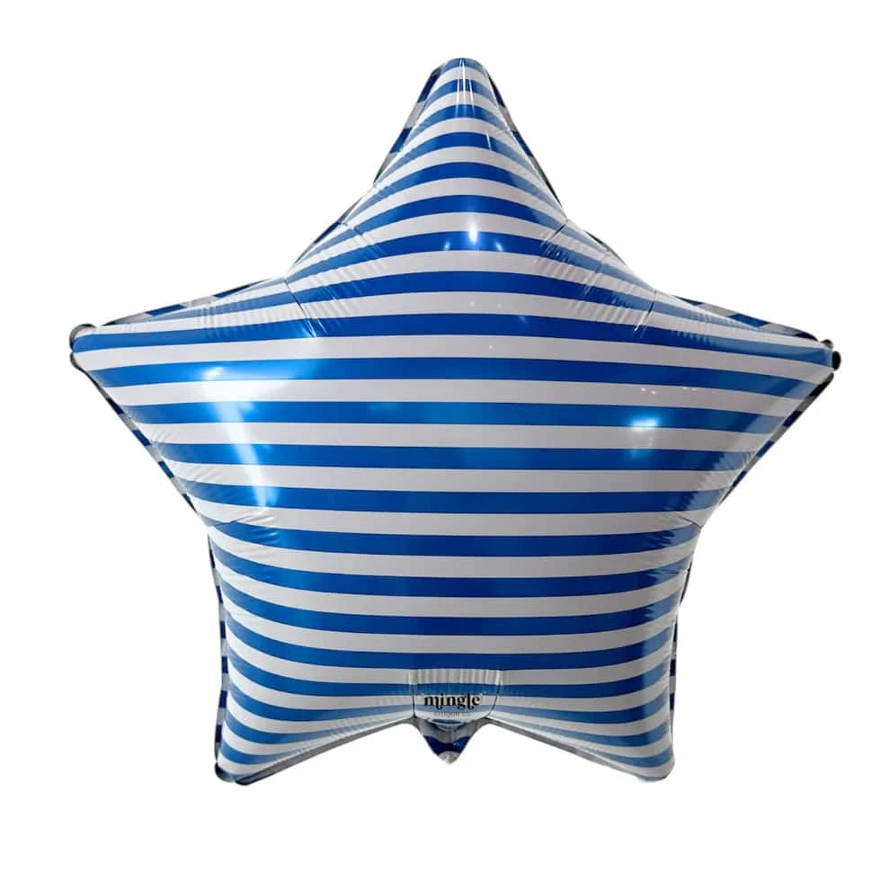18"  Blue Stripe Star Foil Balloon 1ct