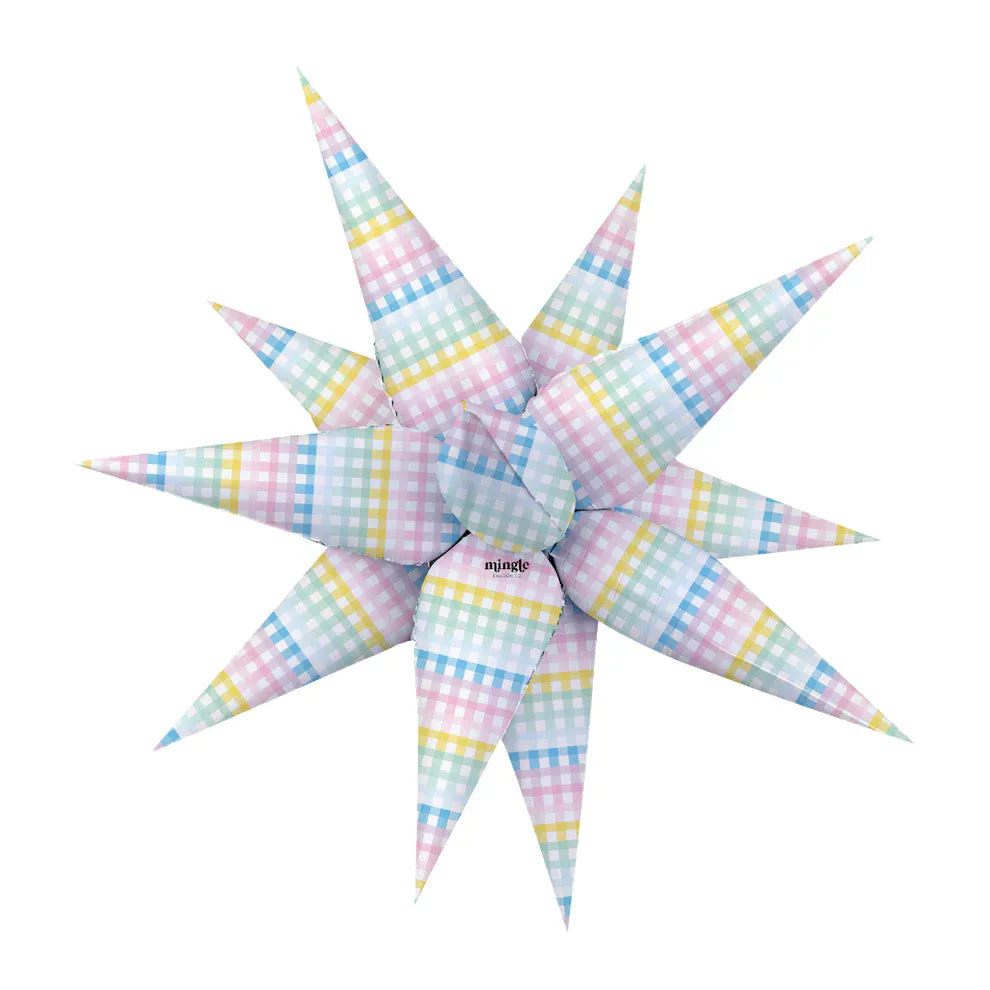 32" Gingham Waffle Starburst Foil Balloon