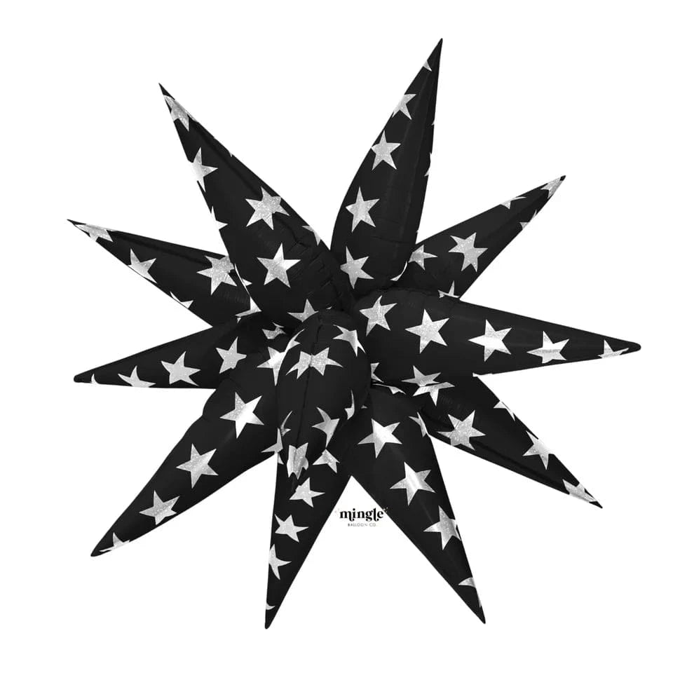 Mingle Balloons 26" Black Sparkle Starburst foil balloon 1ct Air fill only 26" Black Sparkle Starburst foil balloon 1ct Air fill only