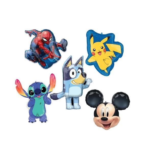 Set of four cartoon character figurines on a white background