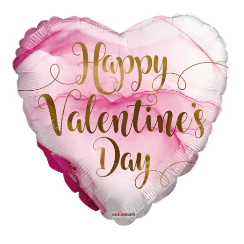 18" Happy Valentine's Day Pink Marble Foil Balloon