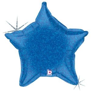 21" Blue Holographic Blue Star Foil Balloon 1ct