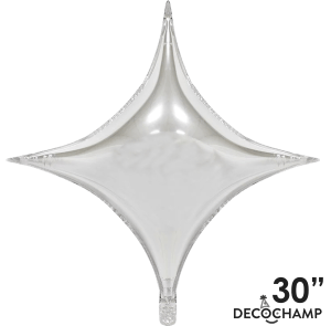 Decochamp Balloons 30" Silver Star Point Foil Balloon - 1ct 30" Silver Star Point Foil Balloon - 1ct