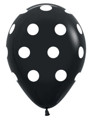 sempertex Balloons 11" Black with Polka Dots Latex Balloons - 50ct 11" Black with Polka Dots Latex Balloons - 50ct