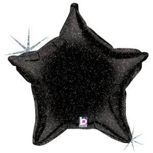 21" Black Holographic foil balloon star 1ct