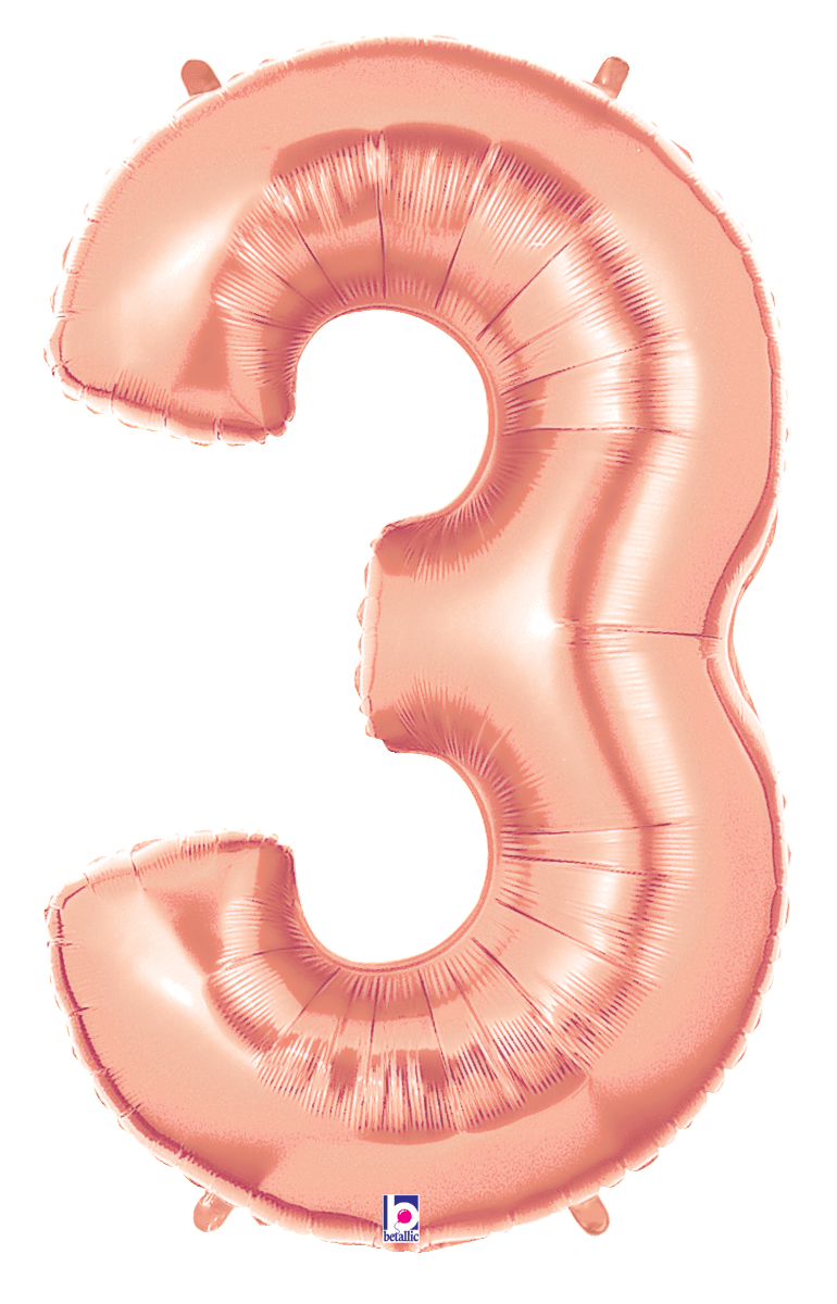 40 inch Rose Gold Number Balloons flat