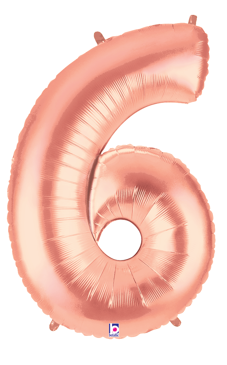 40 inch Rose Gold Number Balloons flat