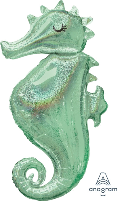 38 inch Holographic Seahorse Foil Balloon