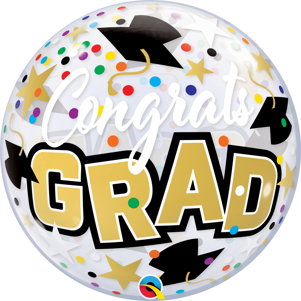 Congrats Grad Stars & Dots 22 inch round