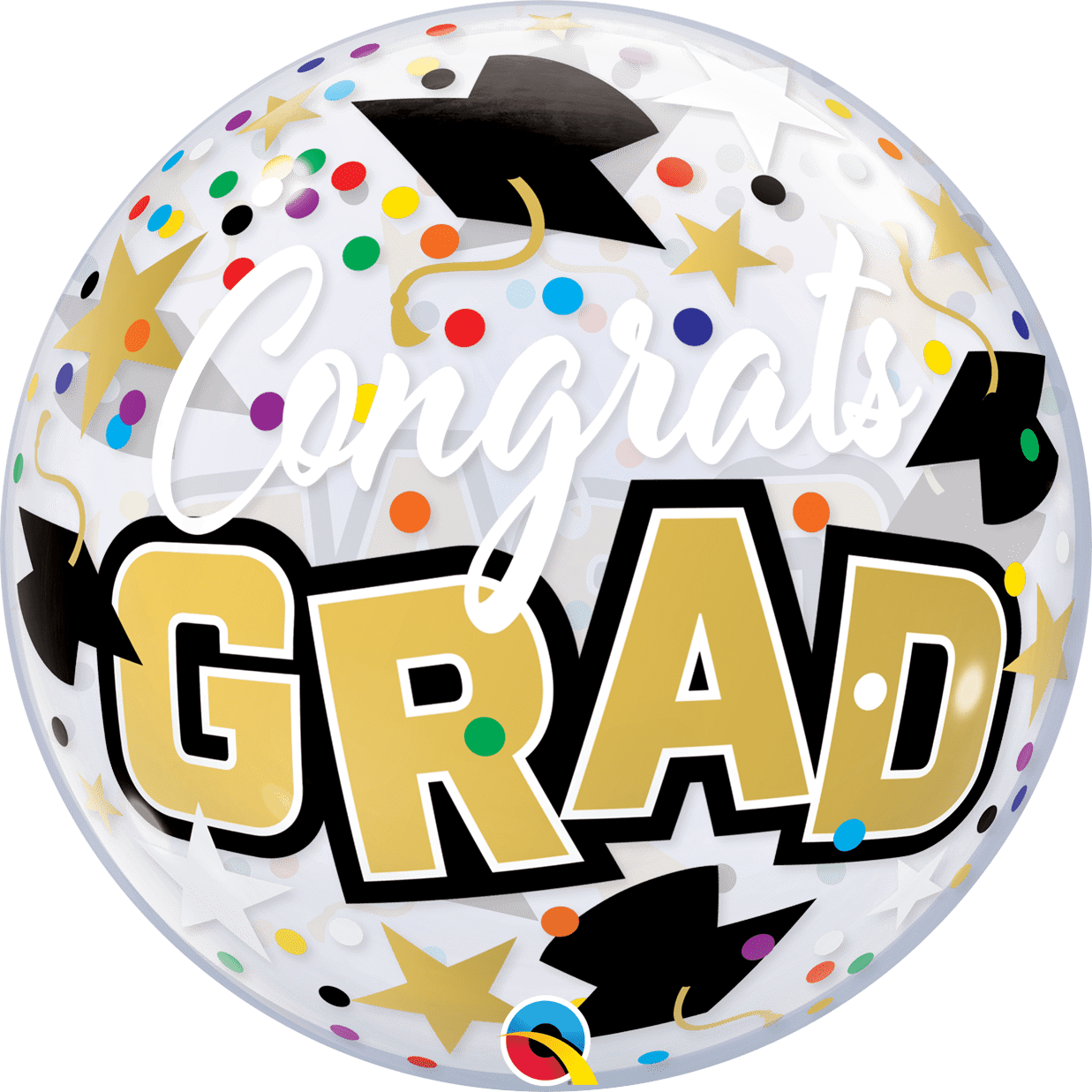 Congrats Grad Stars & Dots 22 inch round