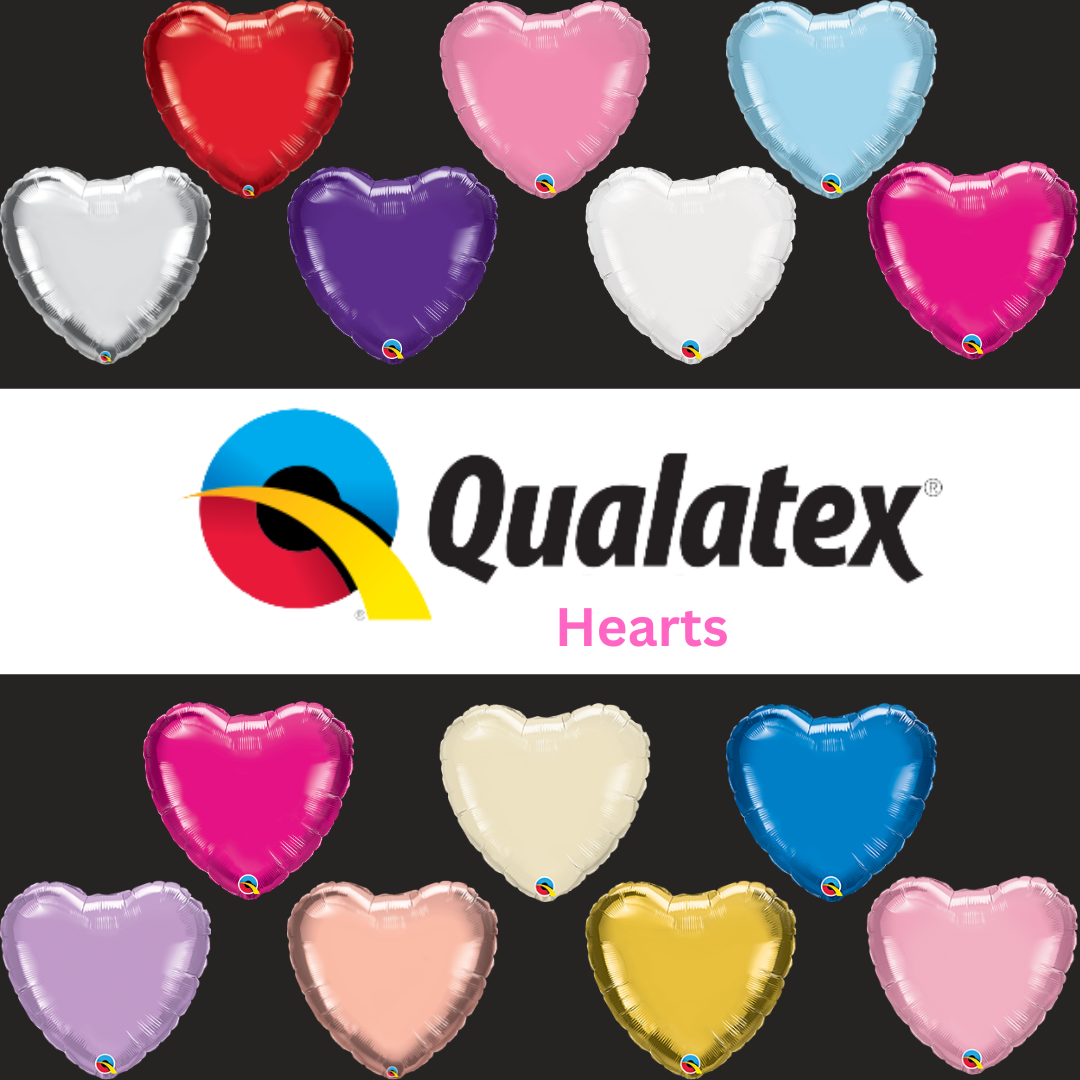 Qualatex Heart Foil Balloons 4 inch, 9 inch, 18 inch