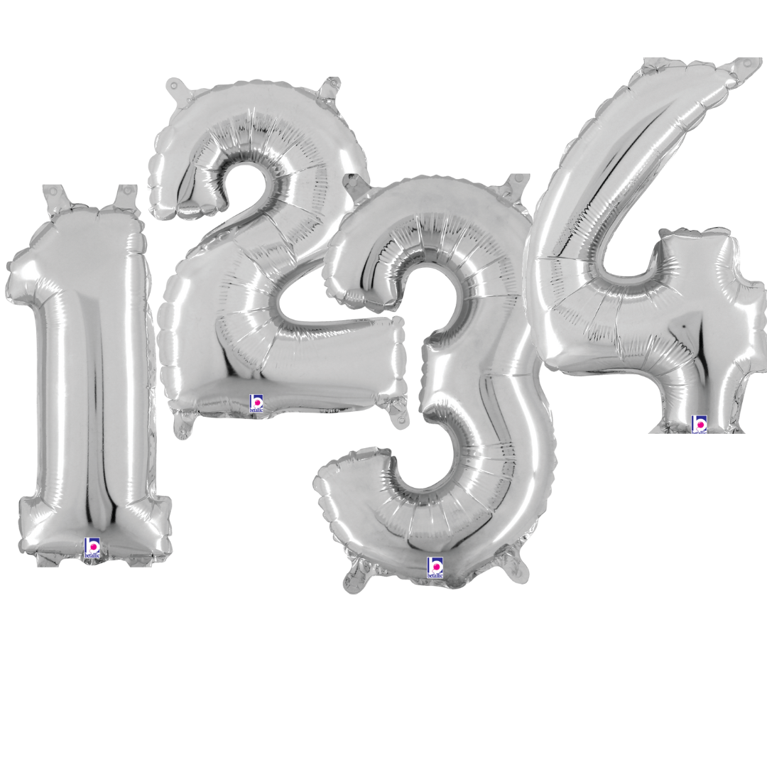 40" Silver Number Balloons Numbers